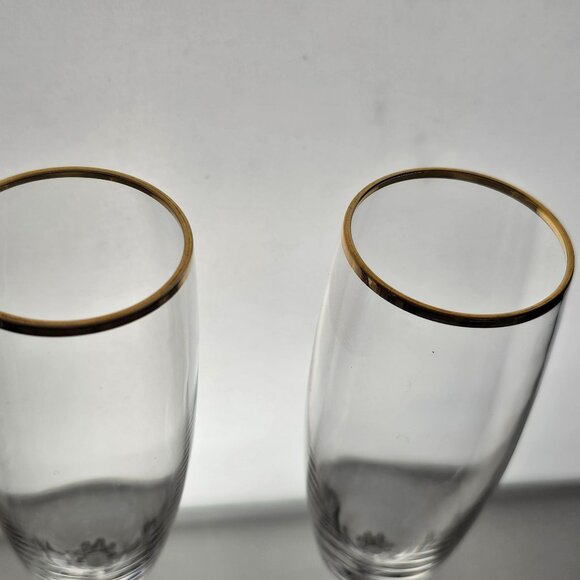 Lenox Monroe Gold Champagne Flutes 9" crystal twisted stem elegant vtg fine glas - Picture 7 of 8
